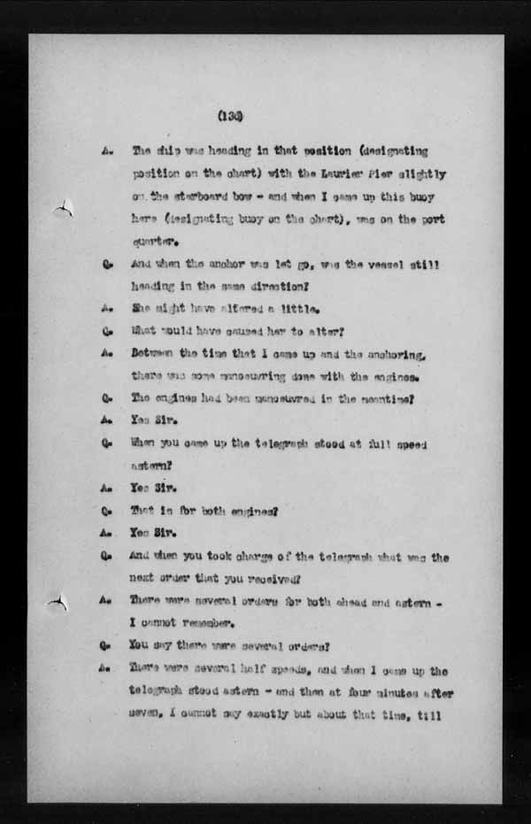 Wrecks, Casualties and Salvage - Formal Investigations - S.S. LAKE CHAMPLAIN (C.P.R. steamship)