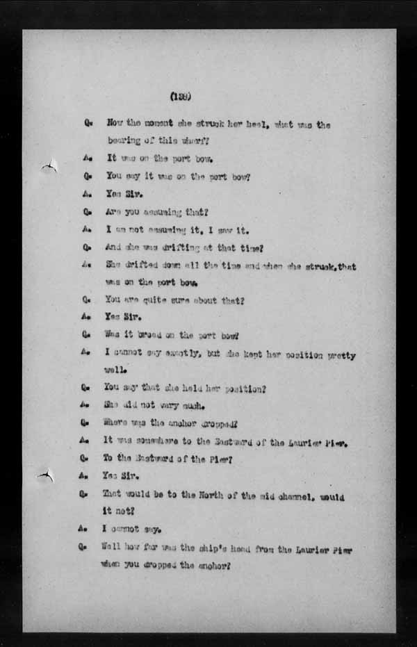 Wrecks, Casualties and Salvage - Formal Investigations - S.S. LAKE CHAMPLAIN (C.P.R. steamship)