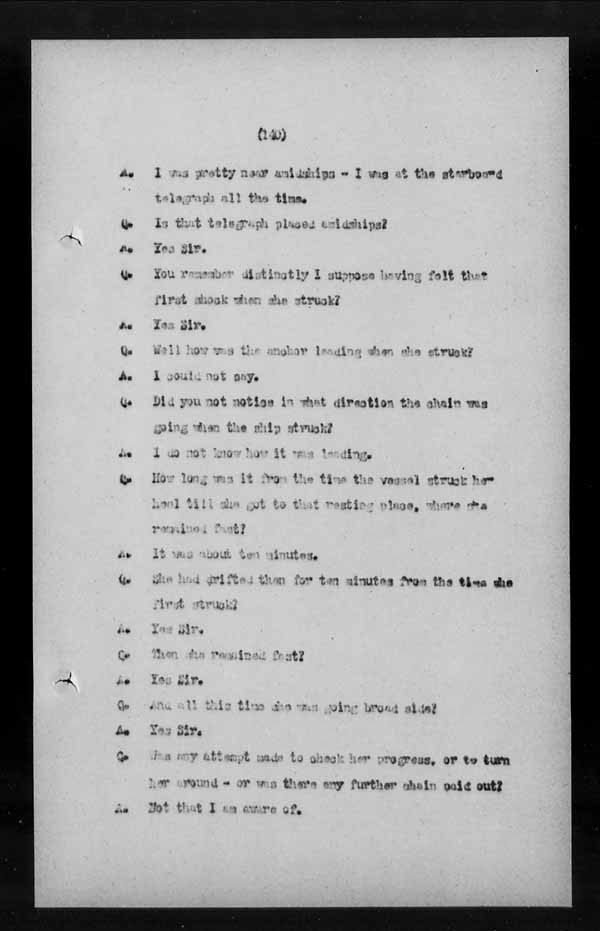 Wrecks, Casualties and Salvage - Formal Investigations - S.S. LAKE CHAMPLAIN (C.P.R. steamship)