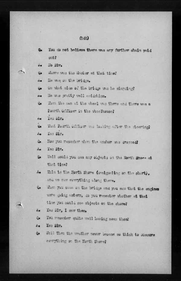 Wrecks, Casualties and Salvage - Formal Investigations - S.S. LAKE CHAMPLAIN (C.P.R. steamship)