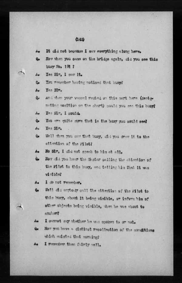Wrecks, Casualties and Salvage - Formal Investigations - S.S. LAKE CHAMPLAIN (C.P.R. steamship)