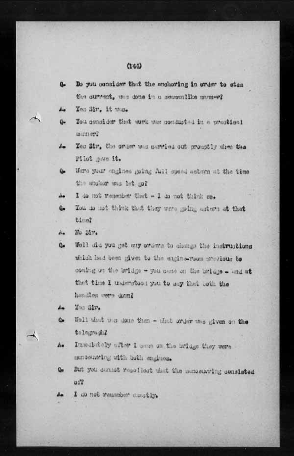 Wrecks, Casualties and Salvage - Formal Investigations - S.S. LAKE CHAMPLAIN (C.P.R. steamship)