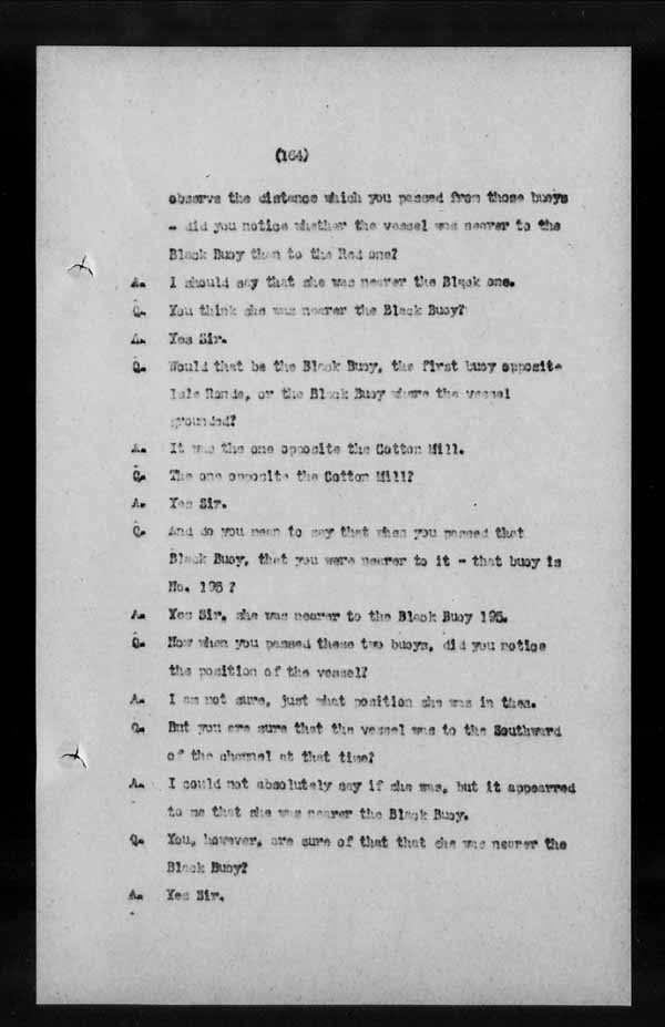 Wrecks, Casualties and Salvage - Formal Investigations - S.S. LAKE CHAMPLAIN (C.P.R. steamship)