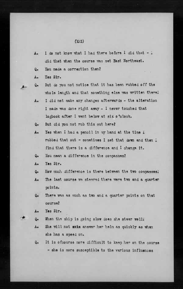 Wrecks, Casualties and Salvage - Formal Investigations - C.G.A. LANDSDOWNE