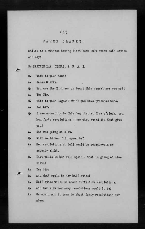 Wrecks, Casualties and Salvage - Formal Investigations - C.G.A. LANDSDOWNE