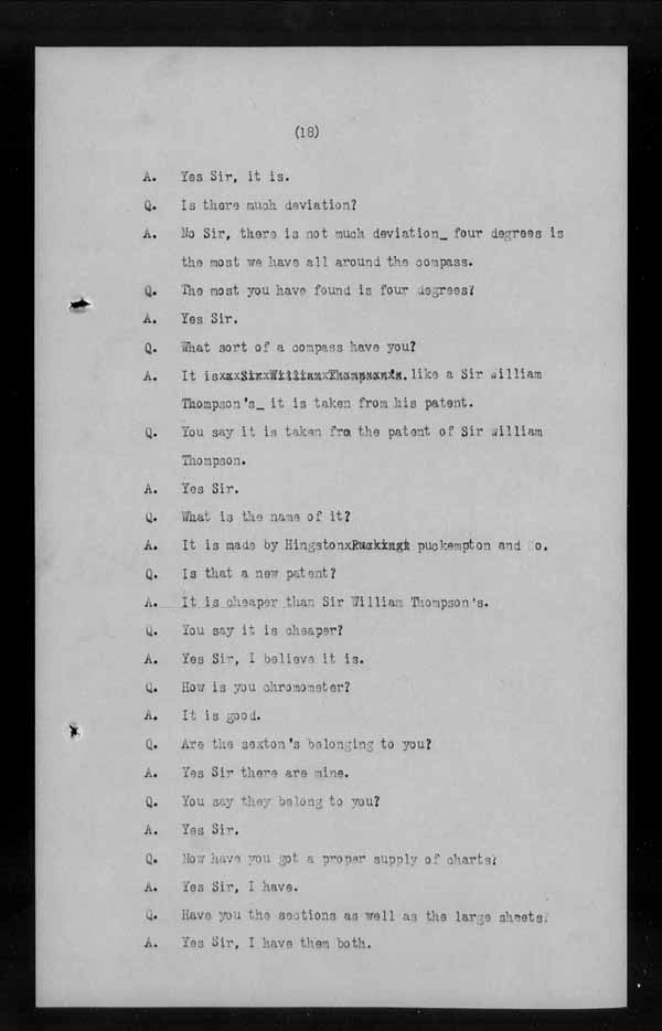 Wrecks, Casualties and Salvage - Formal Investigations - S.S. MANCHESTER SPINNER