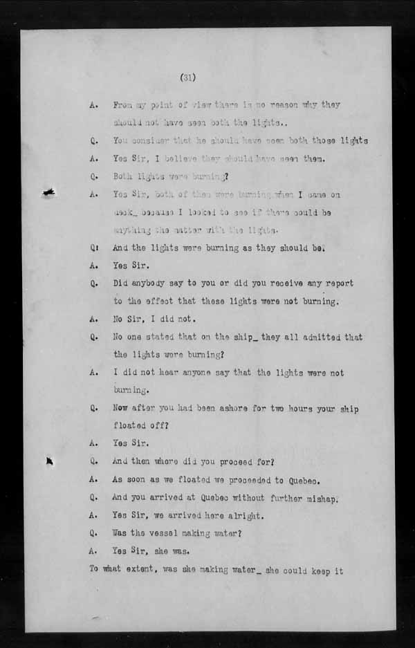 Wrecks, Casualties and Salvage - Formal Investigations - S.S. MANCHESTER SPINNER