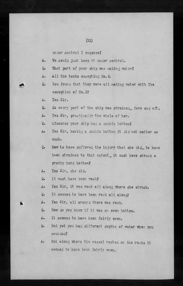 Wrecks, Casualties and Salvage - Formal Investigations - S.S. MANCHESTER SPINNER