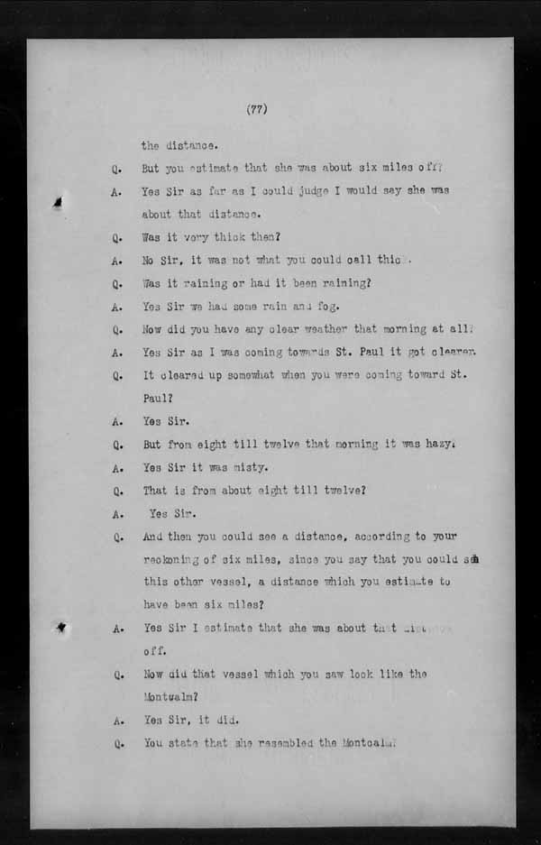 Wrecks, Casualties and Salvage - Formal Investigations - C.G.S. MONTCALM Complaint vs C.G.S. MONTGOMERY [MONTMAGNY]