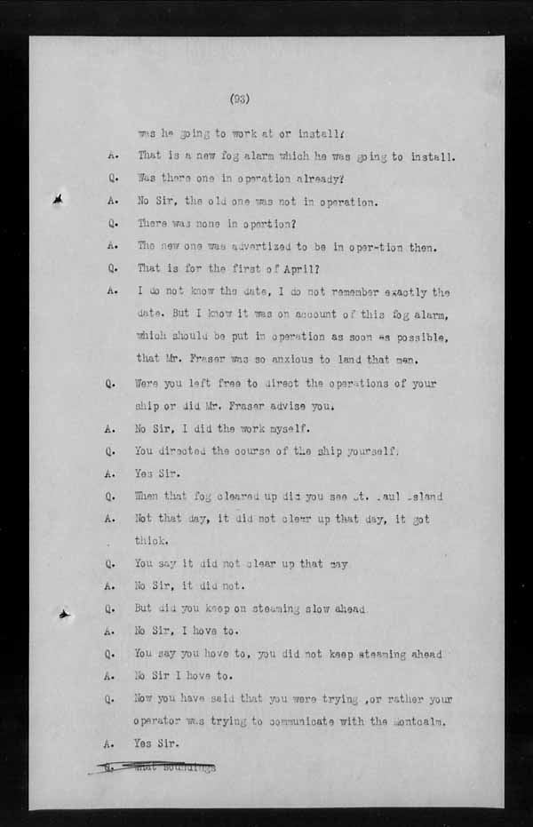 Wrecks, Casualties and Salvage - Formal Investigations - C.G.S. MONTCALM Complaint vs C.G.S. MONTGOMERY [MONTMAGNY]