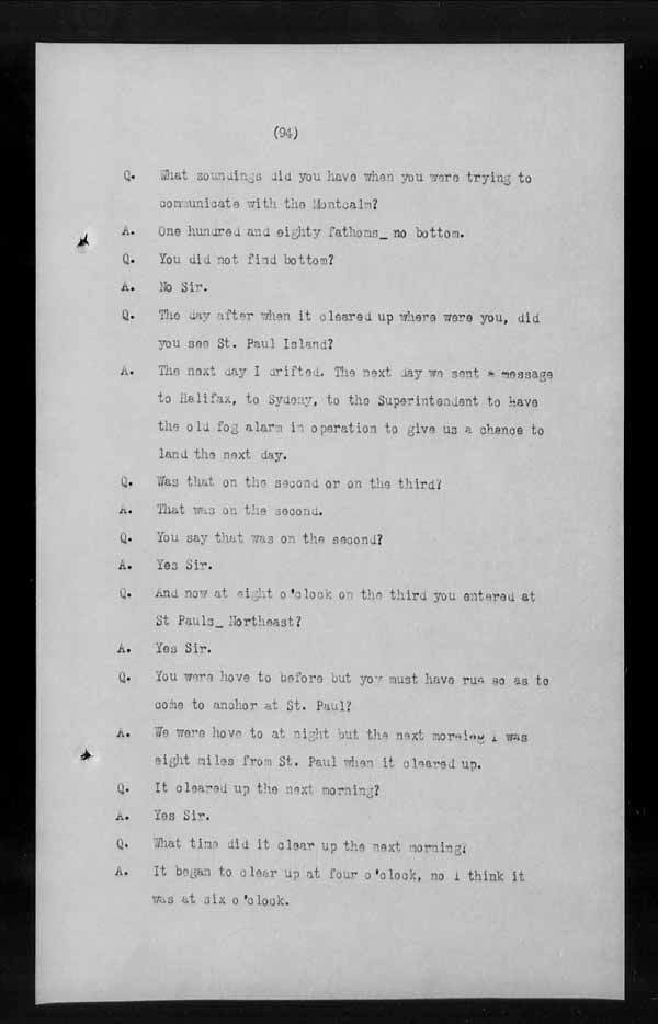 Wrecks, Casualties and Salvage - Formal Investigations - C.G.S. MONTCALM Complaint vs C.G.S. MONTGOMERY [MONTMAGNY]