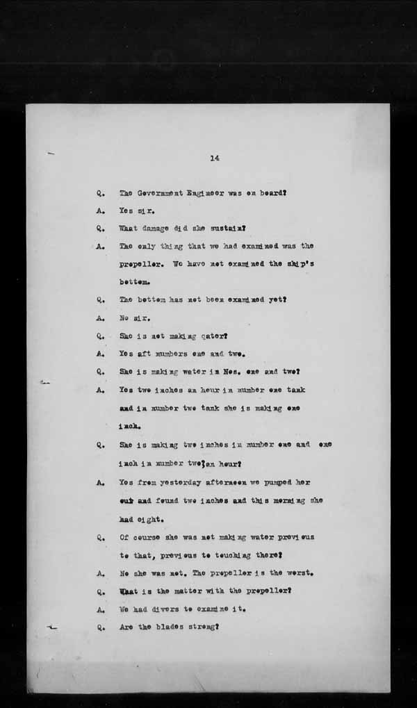 Wrecks, Casualties and Salvage - Formal Investigations - S.S. SPHEROID