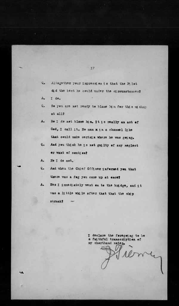 Wrecks, Casualties and Salvage - Formal Investigations - S.S. SPHEROID