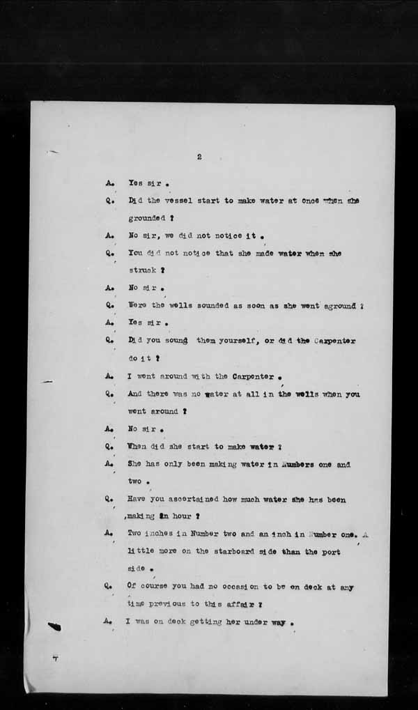 Wrecks, Casualties and Salvage - Formal Investigations - S.S. SPHEROID