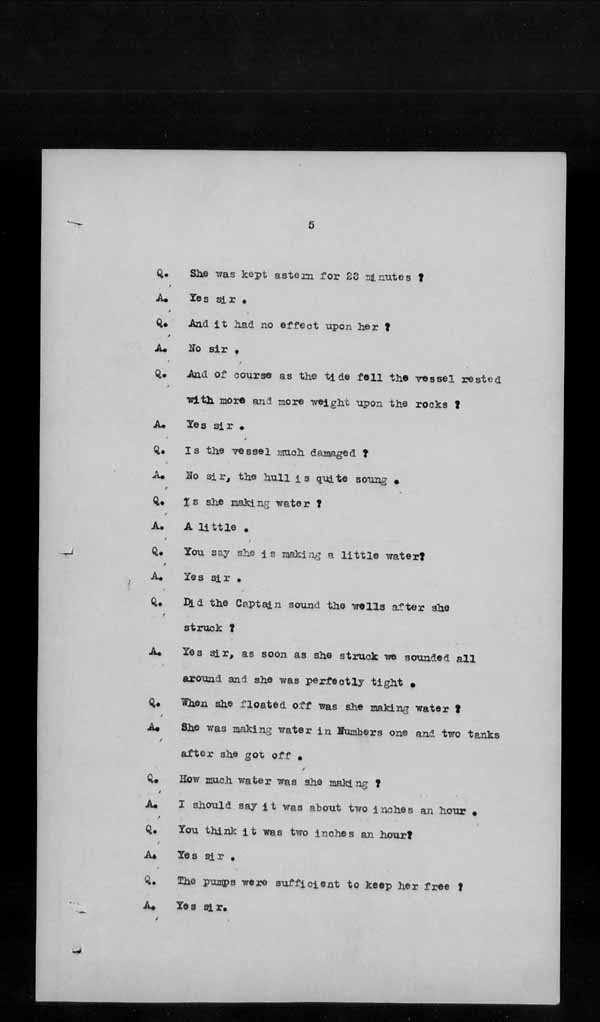 Wrecks, Casualties and Salvage - Formal Investigations - S.S. SPHEROID