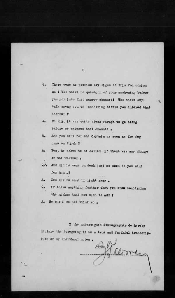Wrecks, Casualties and Salvage - Formal Investigations - S.S. SPHEROID