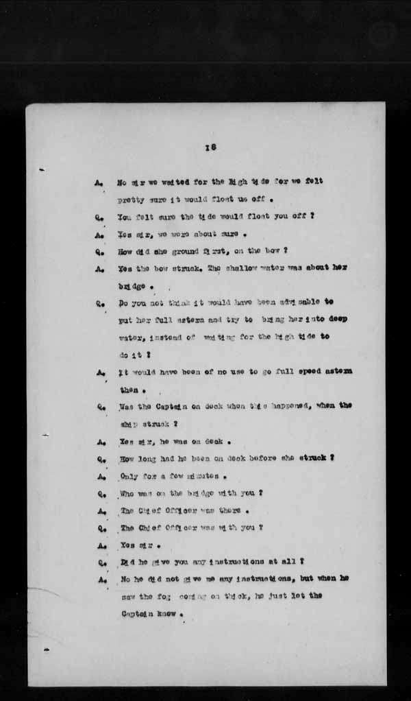 Wrecks, Casualties and Salvage - Formal Investigations - S.S. SPHEROID