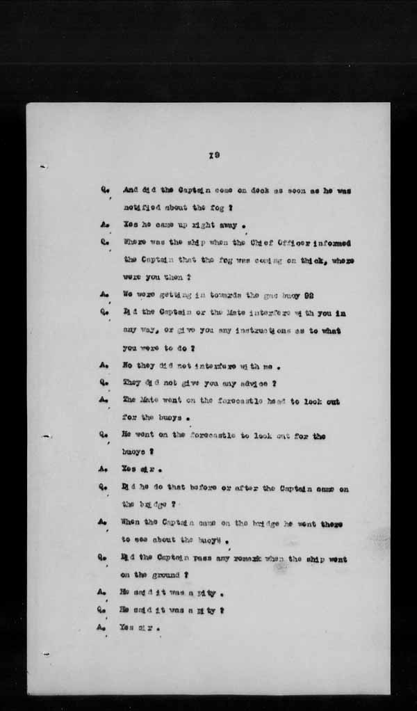 Wrecks, Casualties and Salvage - Formal Investigations - S.S. SPHEROID