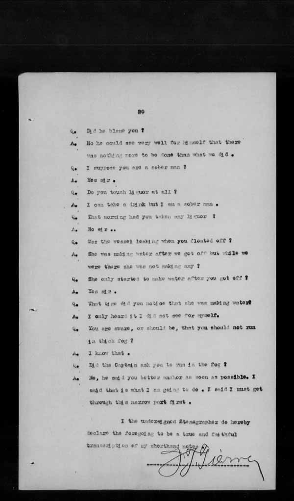 Wrecks, Casualties and Salvage - Formal Investigations - S.S. SPHEROID