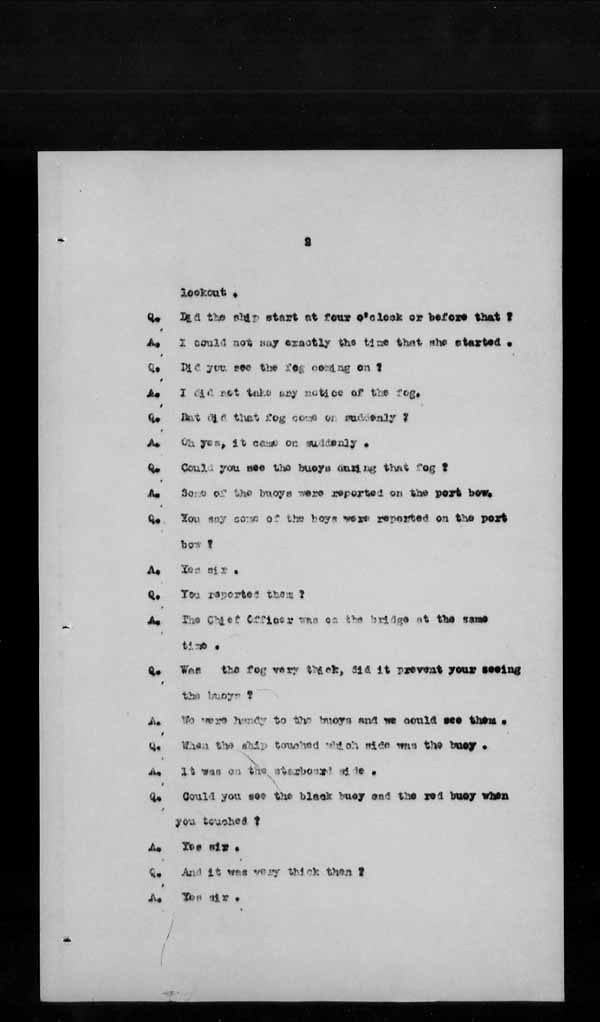 Wrecks, Casualties and Salvage - Formal Investigations - S.S. SPHEROID