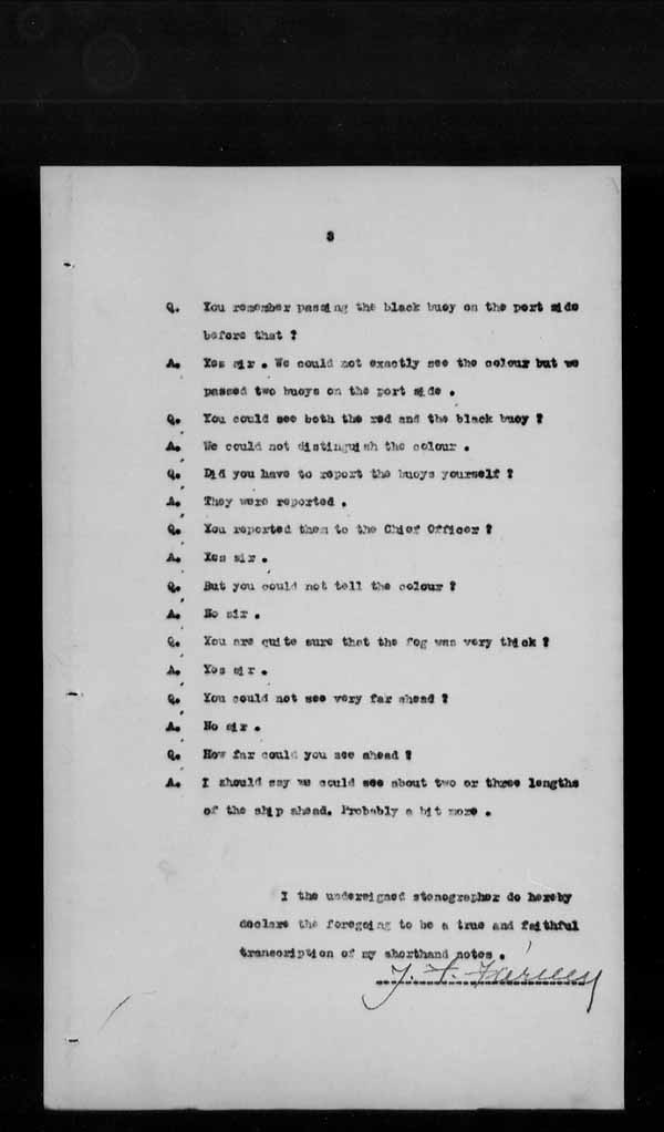 Wrecks, Casualties and Salvage - Formal Investigations - S.S. SPHEROID