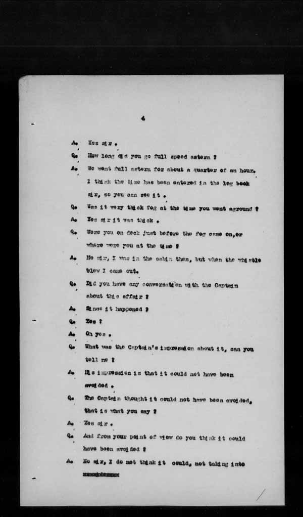 Wrecks, Casualties and Salvage - Formal Investigations - S.S. SPHEROID
