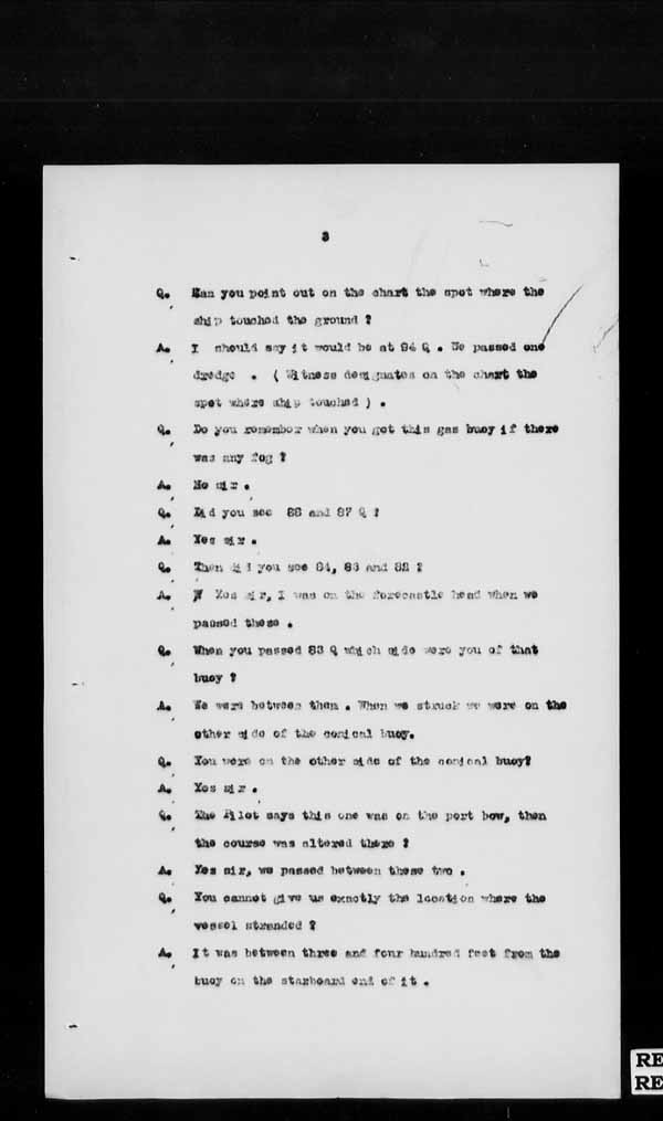 Wrecks, Casualties and Salvage - Formal Investigations - S.S. SPHEROID