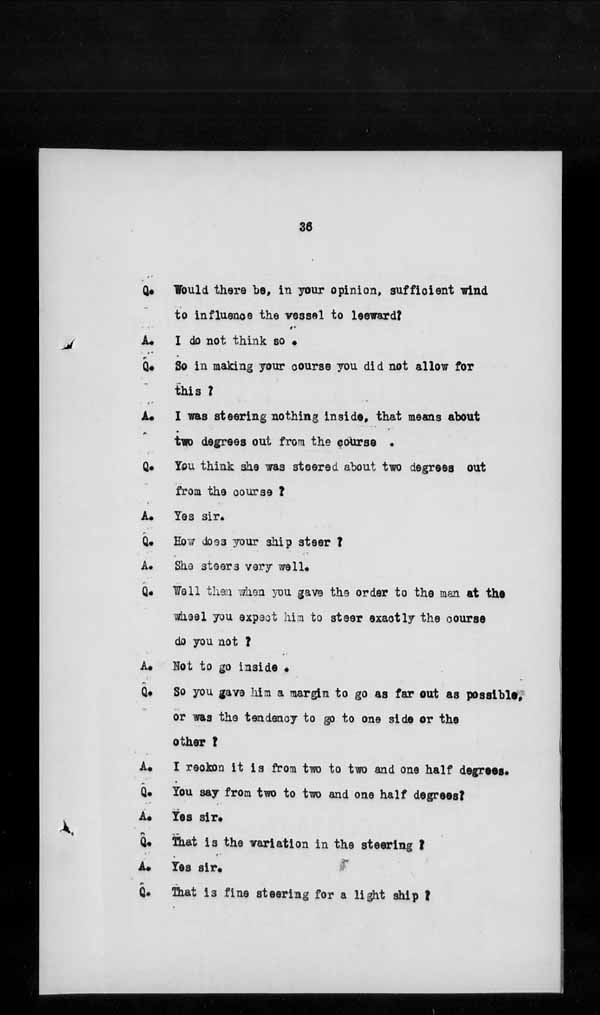 Wrecks, Casualties and Salvage - Formal Investigations - S.S. AOTEA