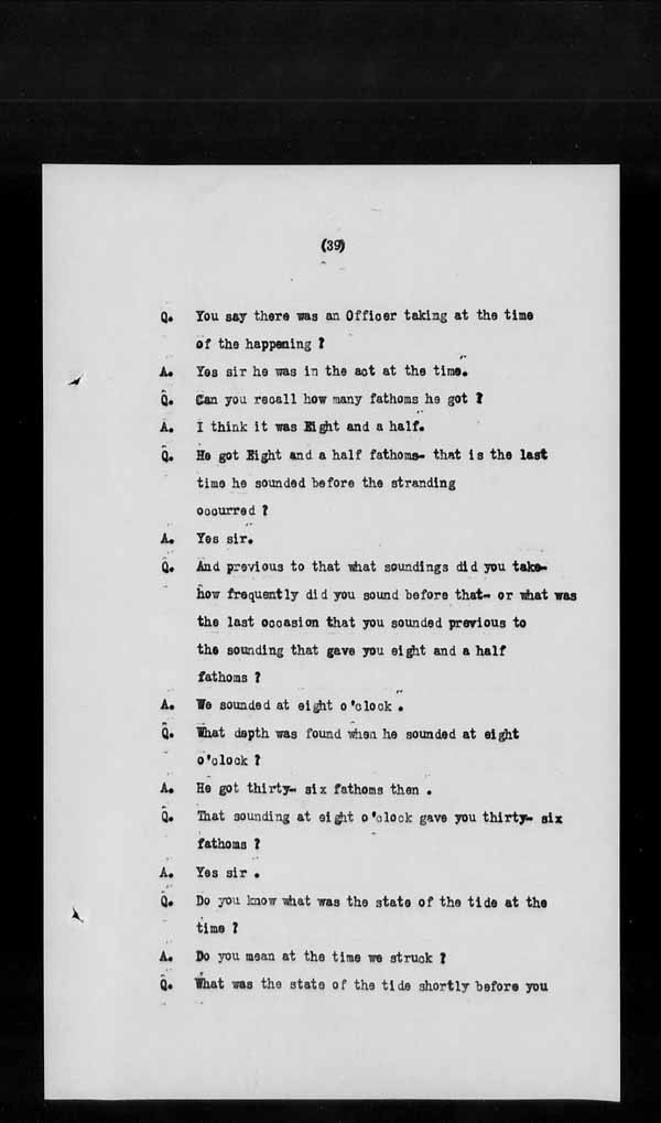 Wrecks, Casualties and Salvage - Formal Investigations - S.S. AOTEA