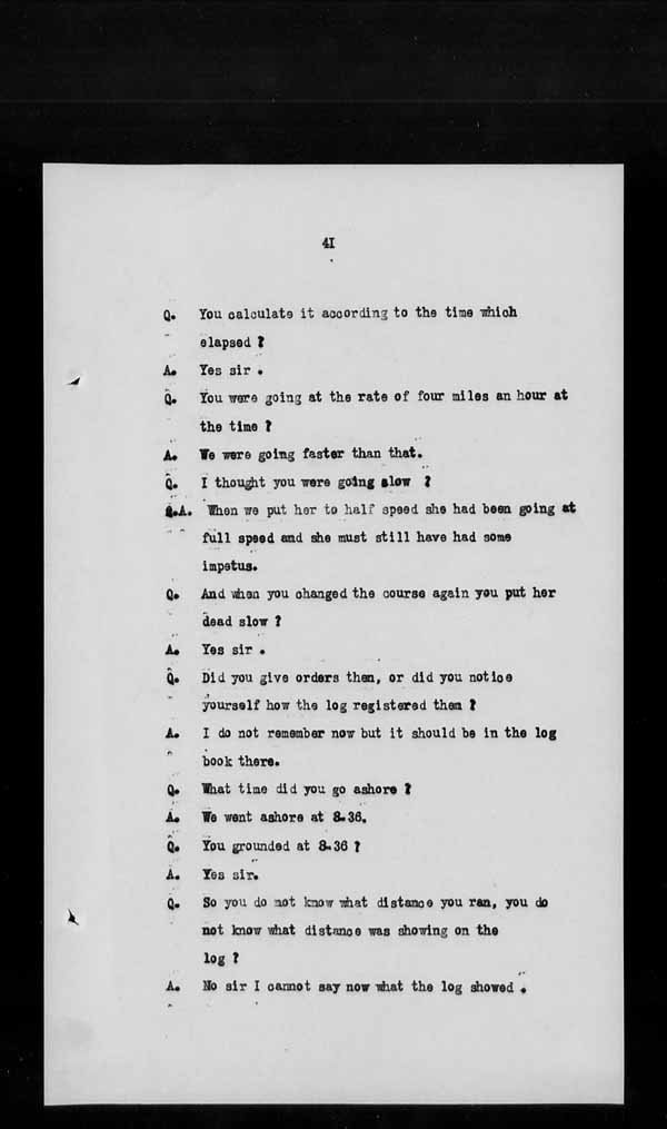 Wrecks, Casualties and Salvage - Formal Investigations - S.S. AOTEA