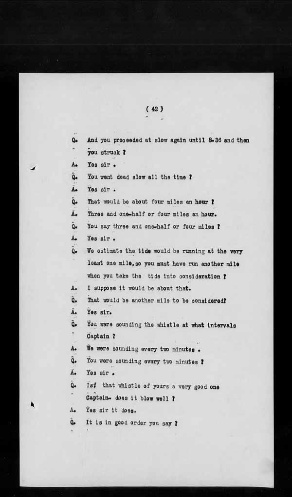 Wrecks, Casualties and Salvage - Formal Investigations - S.S. AOTEA