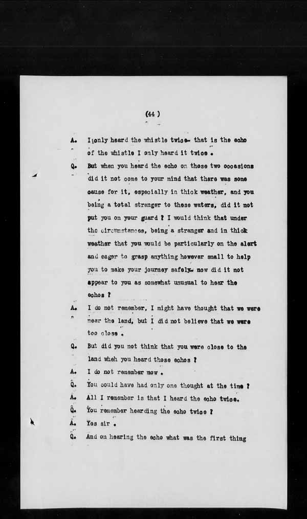 Wrecks, Casualties and Salvage - Formal Investigations - S.S. AOTEA