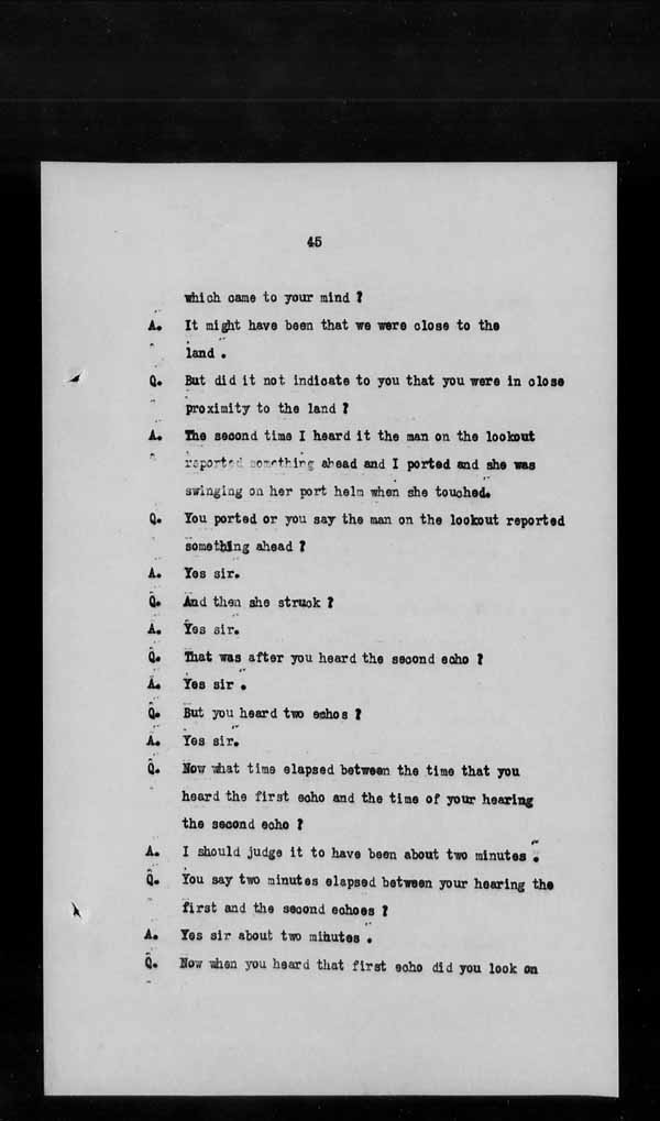 Wrecks, Casualties and Salvage - Formal Investigations - S.S. AOTEA