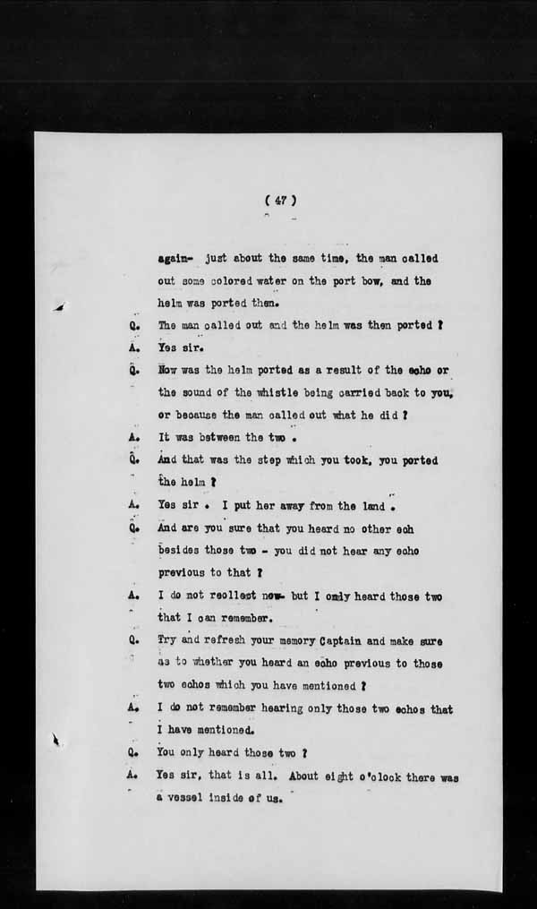 Wrecks, Casualties and Salvage - Formal Investigations - S.S. AOTEA