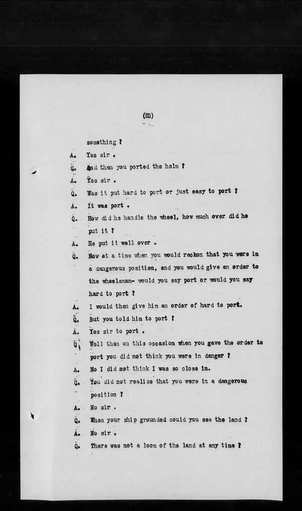 Wrecks, Casualties and Salvage - Formal Investigations - S.S. AOTEA