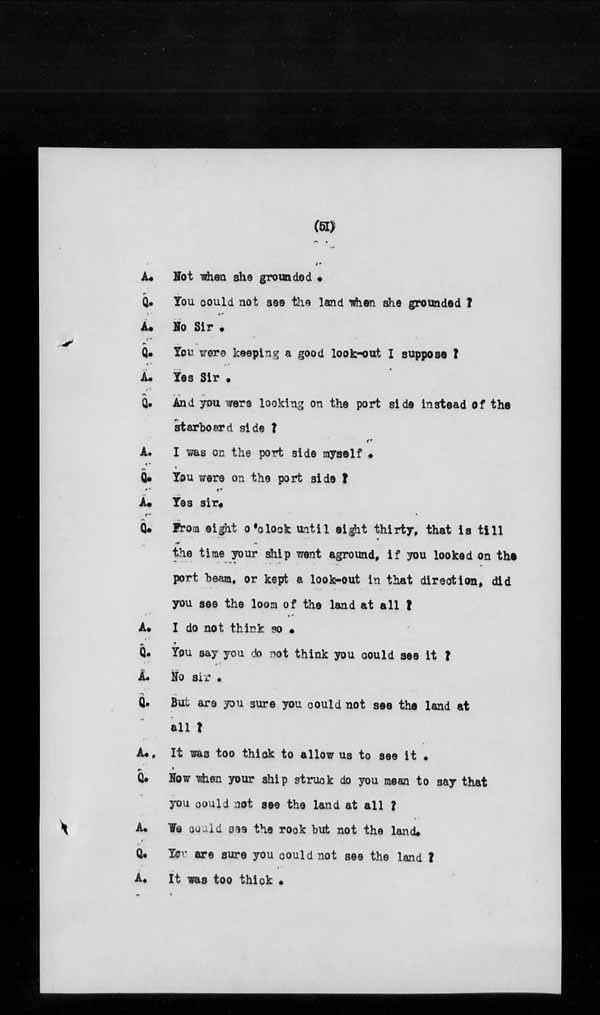 Wrecks, Casualties and Salvage - Formal Investigations - S.S. AOTEA