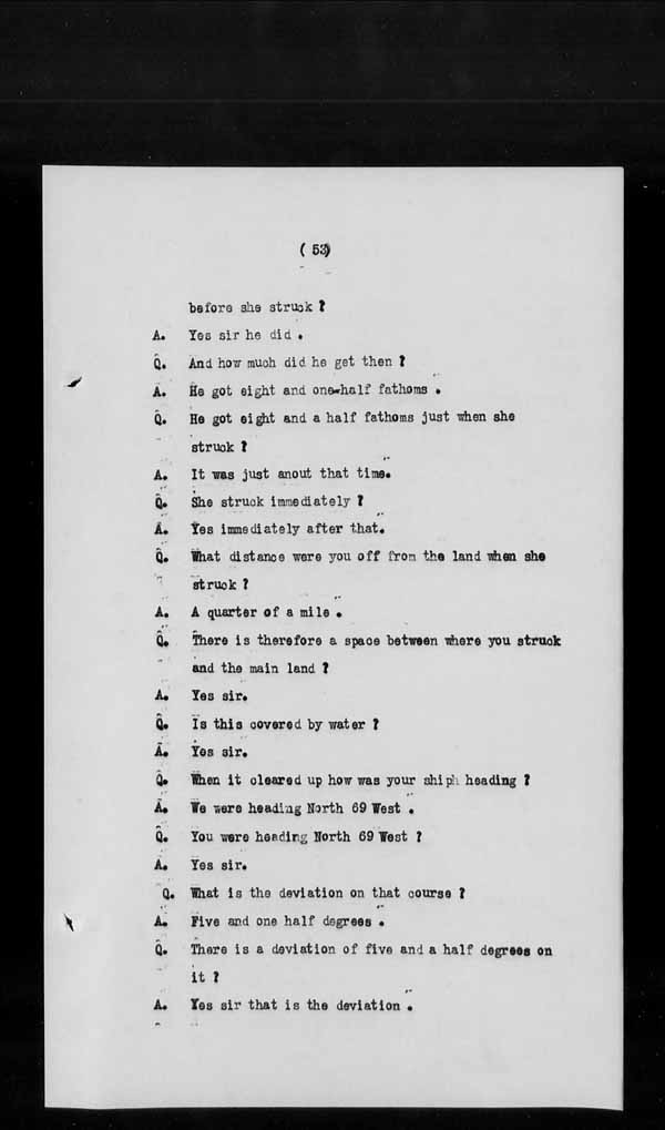 Wrecks, Casualties and Salvage - Formal Investigations - S.S. AOTEA