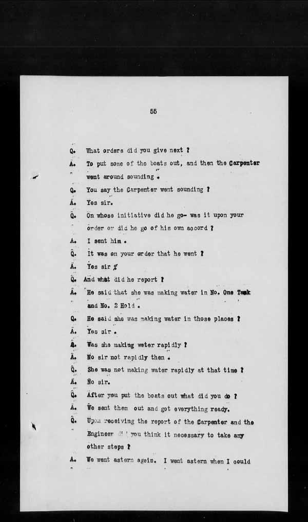 Wrecks, Casualties and Salvage - Formal Investigations - S.S. AOTEA