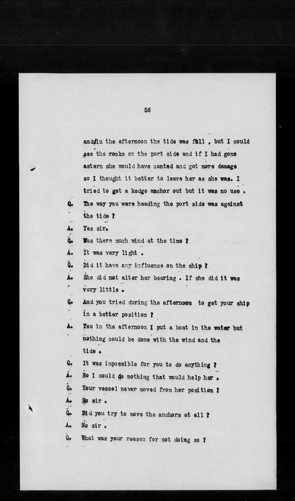 Wrecks, Casualties and Salvage - Formal Investigations - S.S. AOTEA