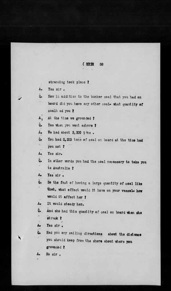 Wrecks, Casualties and Salvage - Formal Investigations - S.S. AOTEA