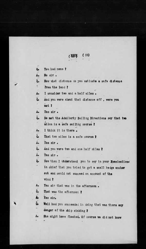 Wrecks, Casualties and Salvage - Formal Investigations - S.S. AOTEA