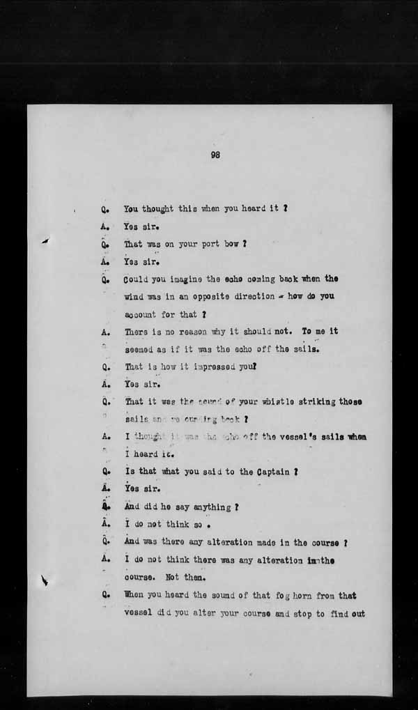 Wrecks, Casualties and Salvage - Formal Investigations - S.S. AOTEA