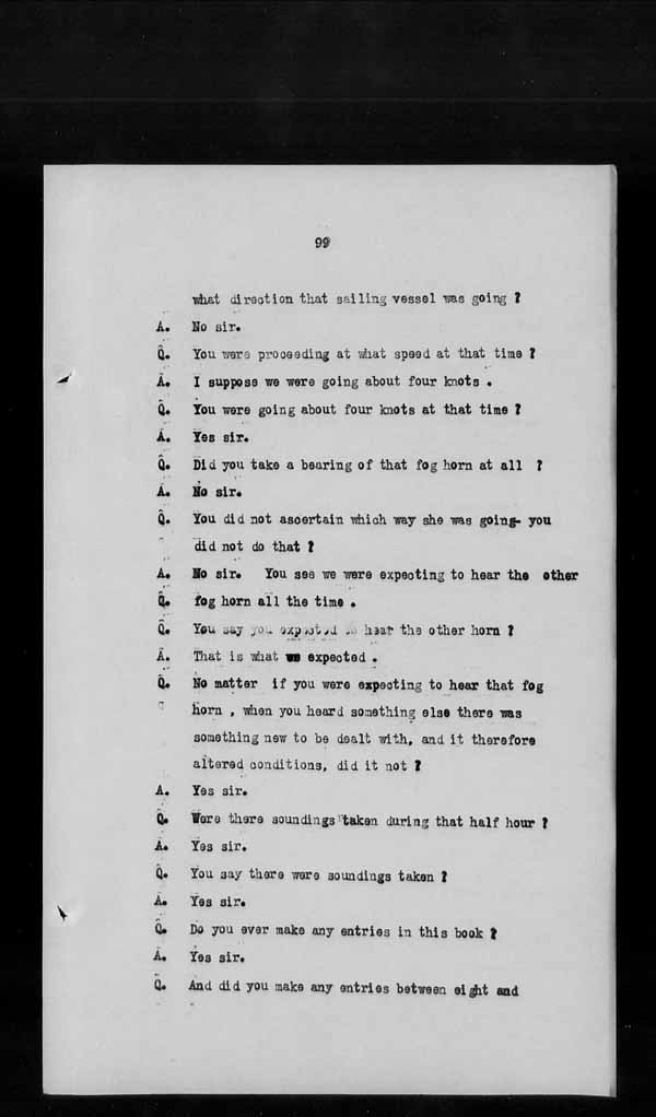 Wrecks, Casualties and Salvage - Formal Investigations - S.S. AOTEA
