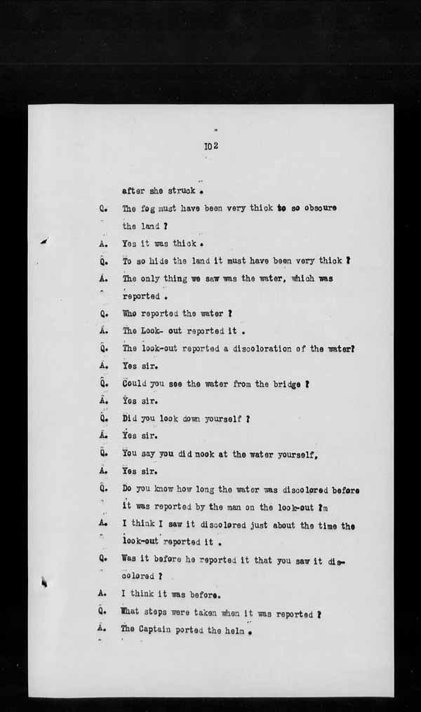 Wrecks, Casualties and Salvage - Formal Investigations - S.S. AOTEA