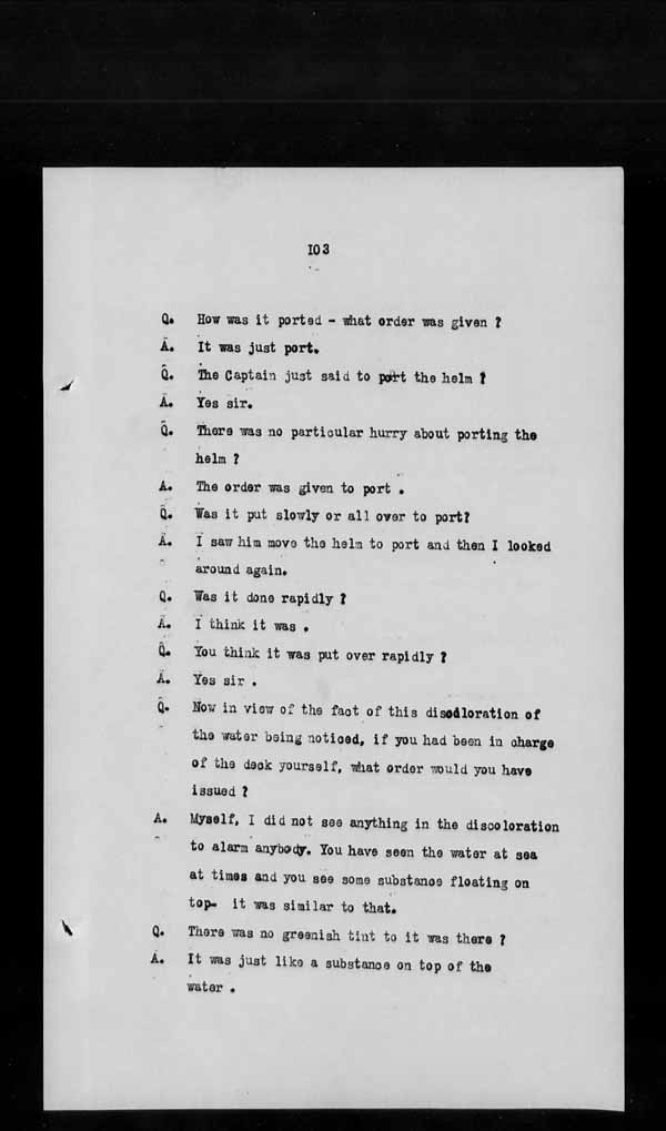 Wrecks, Casualties and Salvage - Formal Investigations - S.S. AOTEA