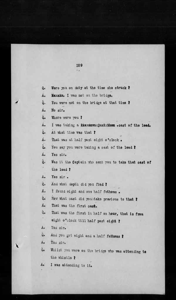 Wrecks, Casualties and Salvage - Formal Investigations - S.S. AOTEA