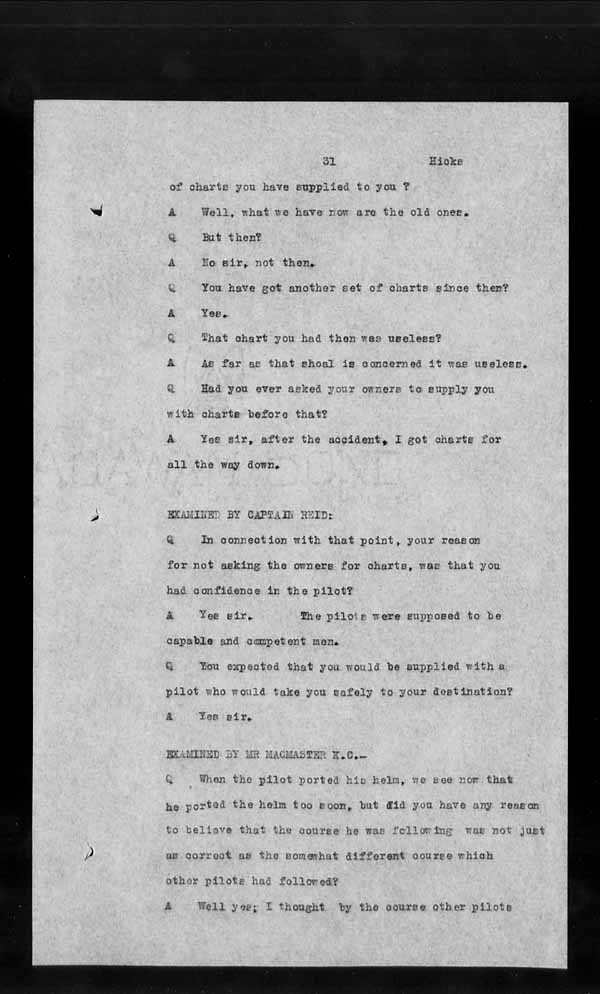 Wrecks, Casualties and Salvage - Formal Investigations - S.S. SINBAD