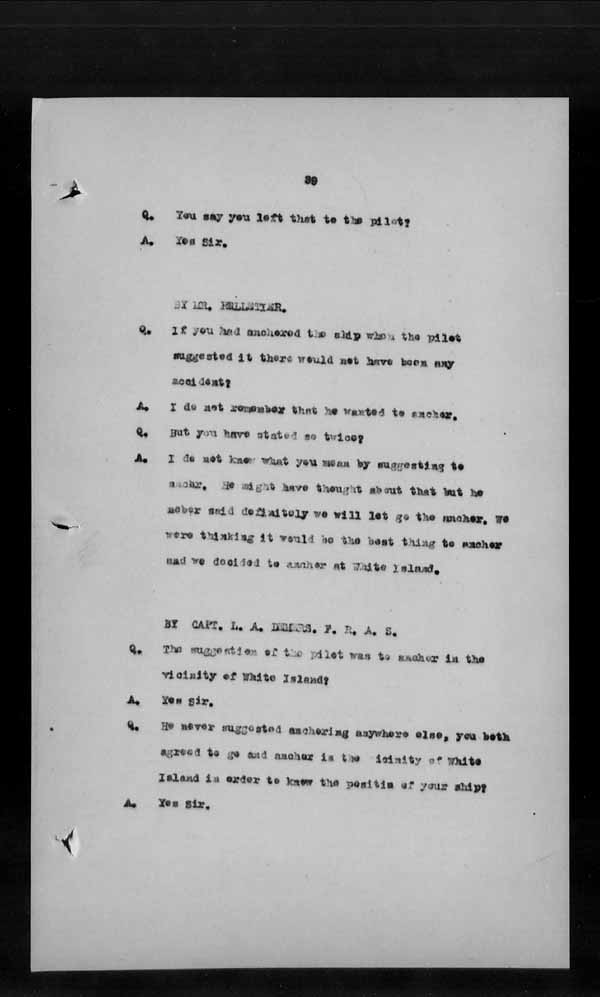 Wrecks, Casualties and Salvage - Formal Investigations - S.S. URANIA