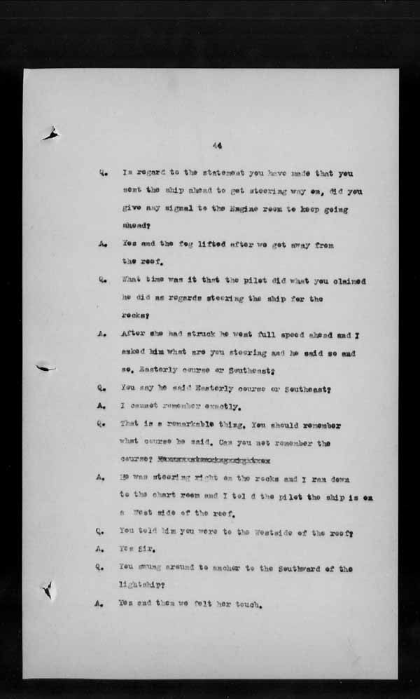 Wrecks, Casualties and Salvage - Formal Investigations - S.S. URANIA