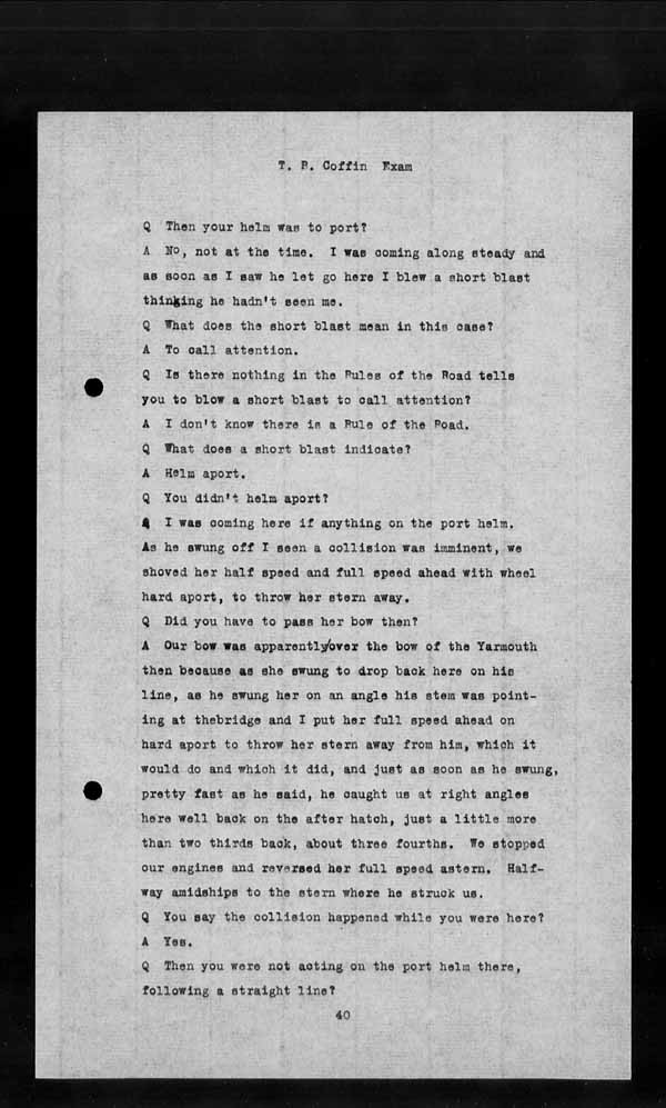 Wrecks, Casualties and Salvage - Formal Investigations - Collision Between S.S. YARMOUTH and S.S. OCAMO